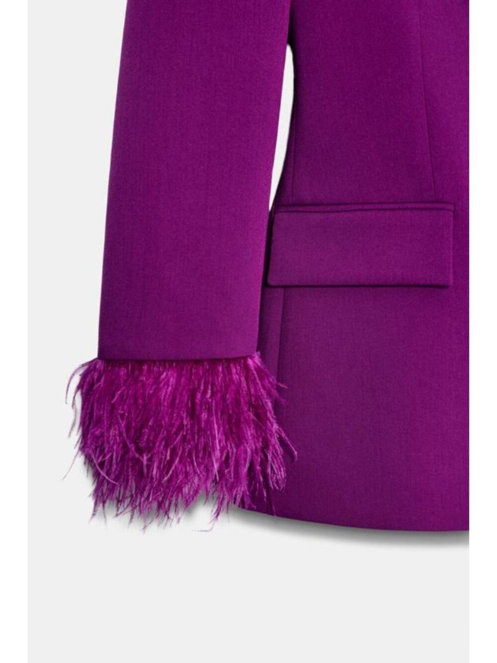 ZARA FEATHER CUFF SHOULDER PAD BLAZER - Picture 9 of 9